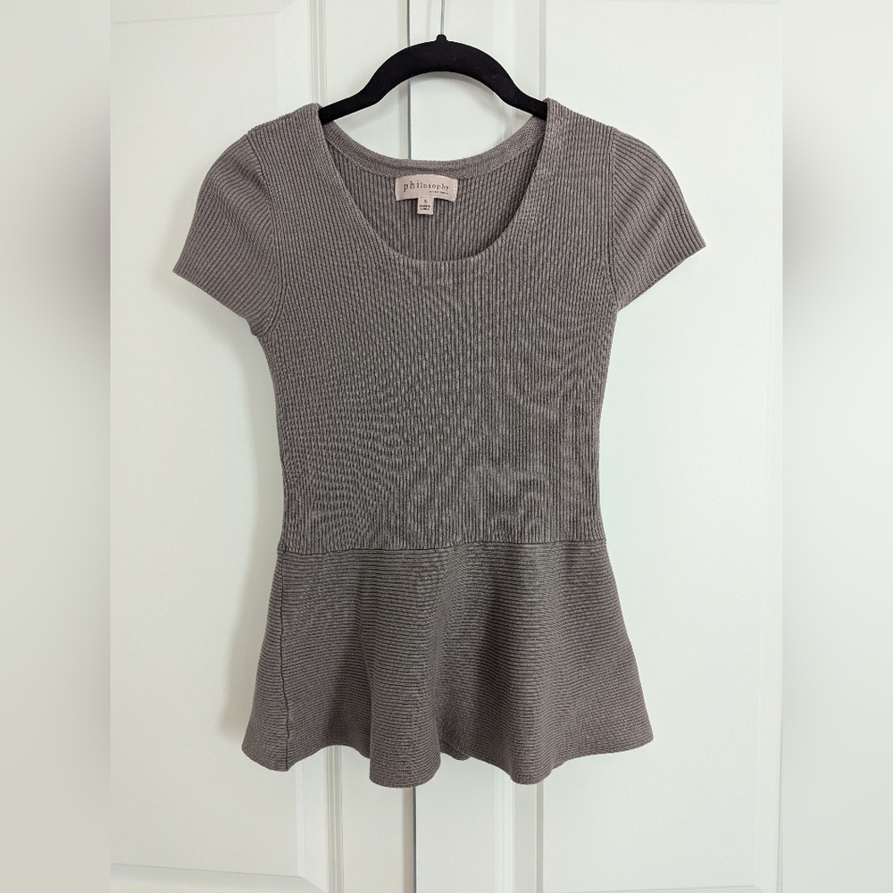 Philosophy knit peplum top brown